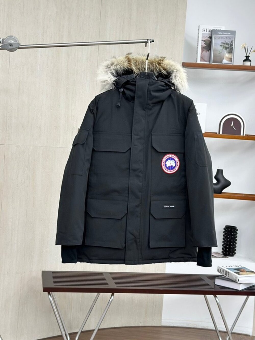 Canada Goose Black Expedition Parka Natural Coyote Fur Hood Extreme Winter Coat